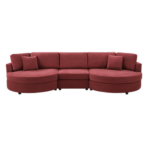 English Elm Christopher Knight Home® - 3-seater Curved Chenille Sofa with Plush 7.5" Seat Cushions and Two Pillows for Stylish Living Red N763S000020J