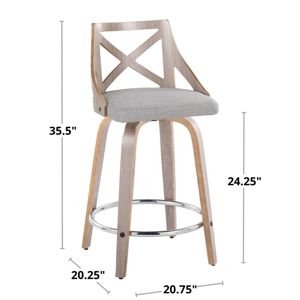 English Elm Fixed-height Swivel Counterstools Mahogany Wood Chrome Footrest Velvet Seat Set of 2 B202S01743