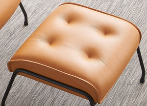 English Elm Zusa Sandstone Top Grain Leather Accent Chair & Ottoman with Metal Frame, Full Foam, Modern Luxe B2726S00389