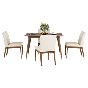 English Elm 5-piece Mid-century Rubberwood Dining Set with Upholstered Chairs for Small Spaces N759S004001K