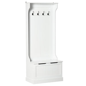 English Elm HOMCOM Mudroom Hall Tree with Bench, 4 Double Hooks, Shoe Storage & Anti-Tip Design, White W2225P173984