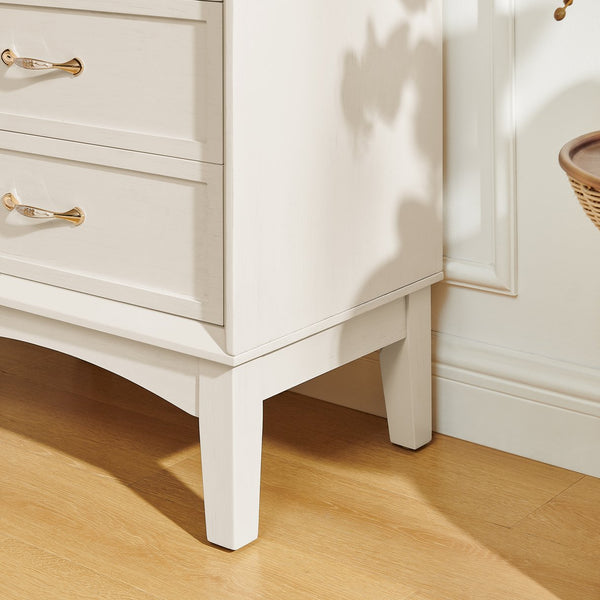 English Elm 53.5" Tall Kitchen Pantry Cabinet with Geometric Mid-Century Design, Solid Wood Base, Adjustable Shelves Antique White W1801P369067