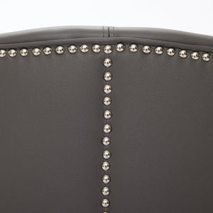 English Elm Gray Top-Grain Leather Swivel Accent Chair with 360° Smooth Spin, Riveted Mid-Century Lounge for Living Room/Office - Durable 150kg Capacity W570P386953