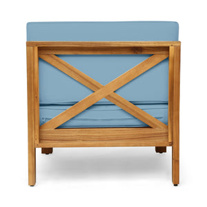 English Elm Brava Outdoor Acacia Hardwood Dining Chair with Cross-back Design and Water-resistant Cushion 64493.00BLU