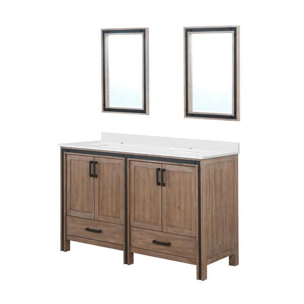 English Elm Rustic Barnwood Double Bath Vanity With Cultured Marble Top & Dual Mirrors For Stylish Storage Solutions B2731S00924-GIGA