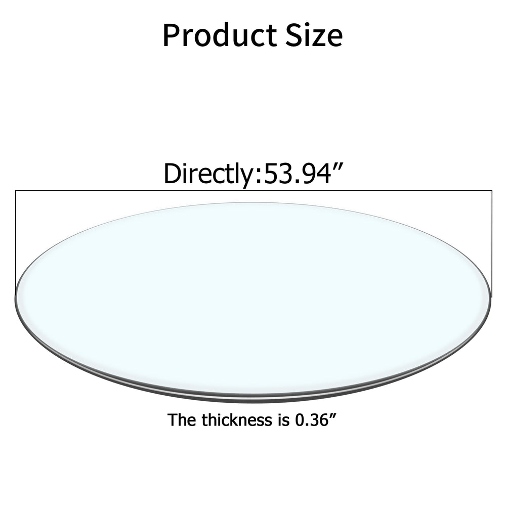English Elm Size:53.94 Inch Round Tempered Glass Tabletop Polished Edge Dining or Studio Surface W1512P498587