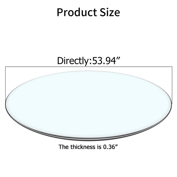 English Elm Size:53.94 Inch Round Tempered Glass Tabletop Polished Edge Dining or Studio Surface W1512P498587