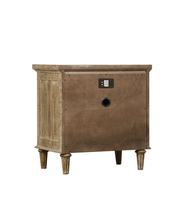 English Elm Wallace & Bay - Taupe Rustic 2-Drawer Nightstand in Sandstone Buff Finish, Solid Wood Accent Table with Easy-Care Design B2709P212336