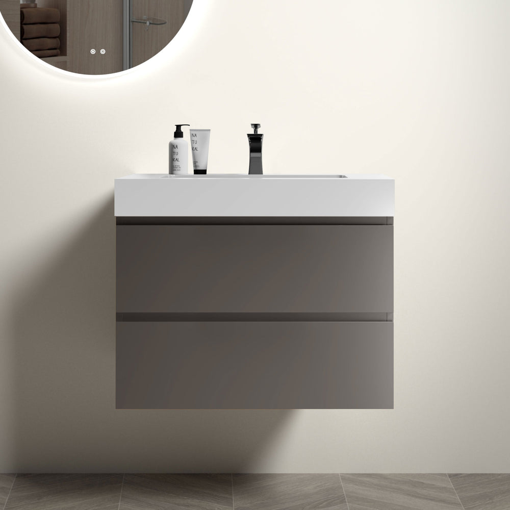 English Elm Alice 30" Gray Floating Bathroom Vanity With Sink - Modern Design, Large Storage & Quiet Soft-Closing Drawers W1865S00005