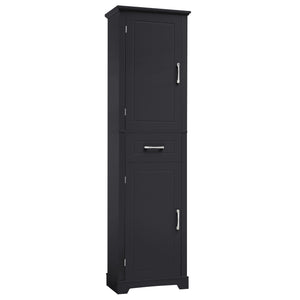 English Elm Tall Bathroom Storage Cabinet with Slim Profile, Adjustable Shelves, Anti-Tip Safety & Painted MDF Finish Black N725P246463B