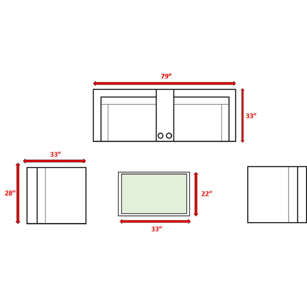 English Elm 4-Person All-Weather Wicker Patio Seating Set With Plush Cushions & Glass Top – Fully Assembled! B120S00206