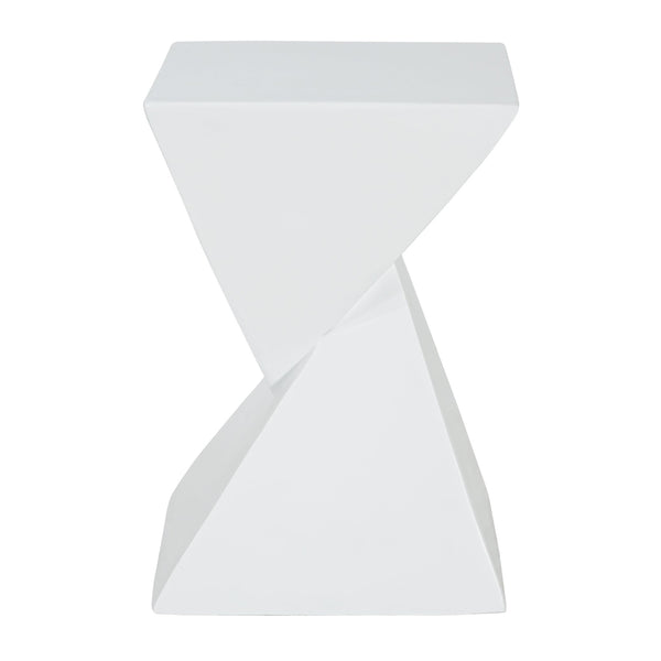 English Elm All Weather Mgo X Base Accent Table Geometric Sculptural Outdoor Indoor White N770P341402W