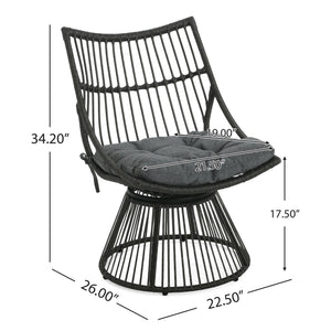English Elm Christopher Knight Home® - ELAINE Retro Wicker High-Back Chair in Grey — PE Rattan Papasan Base, Weather-Resistant Boho Accent N775P188548G