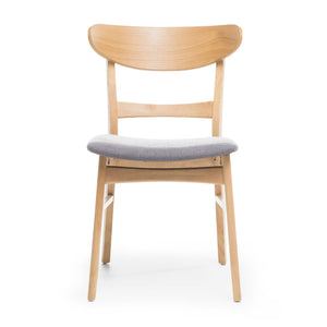 English Elm Christopher Knight Home® - 5PCS Mid-Century Modern Dining Set with Round Wood Table and Upholstered Fabric Chairs, Sleek Design Light Grey+Natural 58915.00OAK_N771P240935K