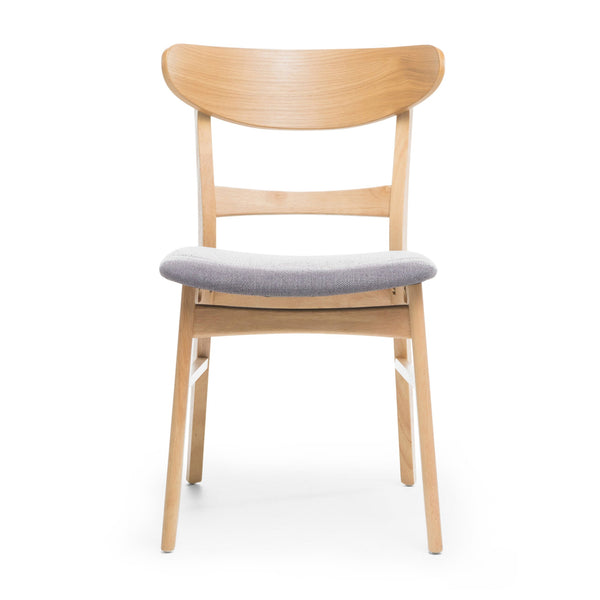 English Elm Christopher Knight Home® - 5PCS Mid-Century Modern Dining Set with Round Wood Table and Upholstered Fabric Chairs, Sleek Design Light Grey+Natural 58915.00OAK_N771P240935K