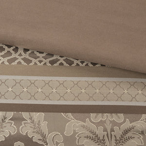 English Elm 7 Piece Jacquard Comforter Set - Luxurious Brown/Gold King Bedding With Decorative Pillows & Shams B03597001