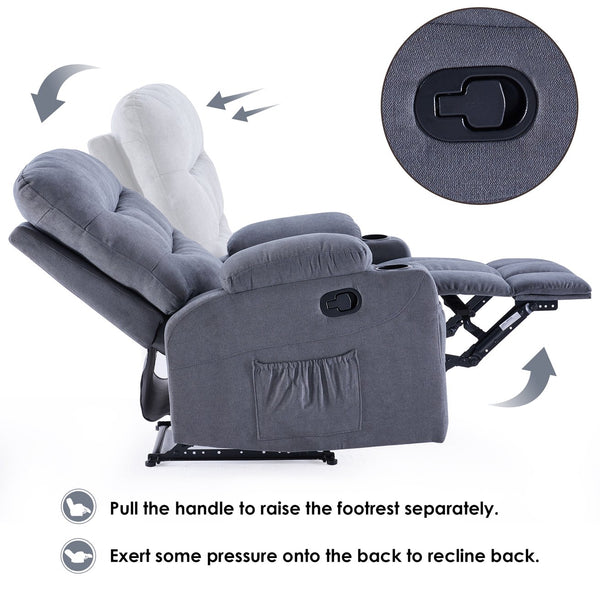 English Elm Oversized Recliner chair with ergonomic support, swivel rocker, quick 5-min assembly for adults comfort Light Gray T3623P408743