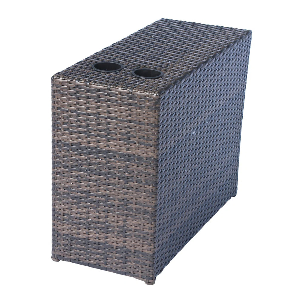 English Elm Fully Assembled 10-Piece Wicker Patio Seating Set With Fire Pit, Cushions & Side Tables For 4-6 B120S00258