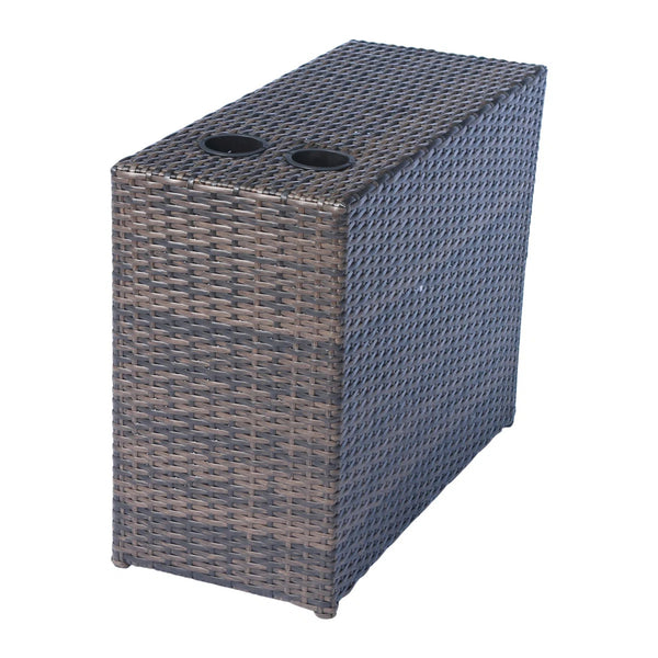 English Elm Fully Assembled 10-Piece Wicker Patio Seating Set With Fire Pit, Cushions & Side Tables For 4-6 B120S00258