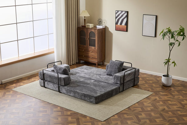English Elm Floor Couch - Convertible Chenille Sofa Bed With Plush Back Support, Ideal For Living Rooms & Dorms W3723P344039
