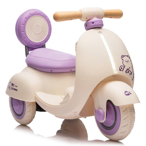 English Elm 12v Kids Electric Tricycle Toddler Ride on Scooter Wooden Handle Parental Remote Control Purple W1578P381425
