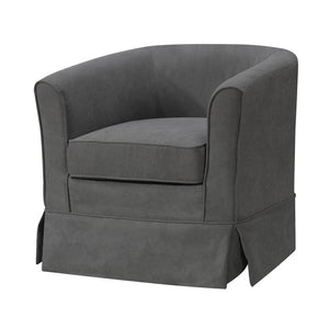 English Elm Tuscolo Woven Fabric Swivel Barrel Chair with Skirted Base for Living Room Gray B2749P413223