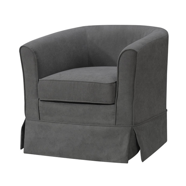 English Elm Tuscolo Woven Fabric Swivel Barrel Chair with Skirted Base for Living Room Gray B2749P413223