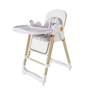 English Elm Convertible Baby High Chair to Rocker with 5-Point Harness, Foldable Feeding Seat, Quiet Wheels, Easy-Clean Tray and Adjustable Recline for Infants and Toddlers White W2699P371974