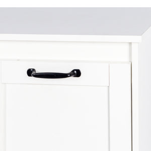 English Elm Laundry Cabinet Dual-Compartment Hamper with 2 Removable Liner Bags, Durable Melamine Finish, Space-Saving Storage W331P206345