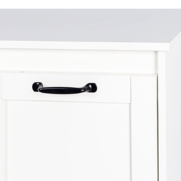 English Elm Laundry Cabinet Dual-Compartment Hamper with 2 Removable Liner Bags, Durable Melamine Finish, Space-Saving Storage W331P206345