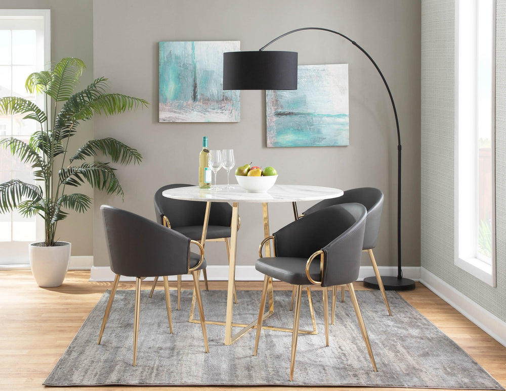 English Elm Chair with Silver Metal Frame and Padded Faux Leather Seat for Modern Dining Spaces Grey+Gold B202P471296