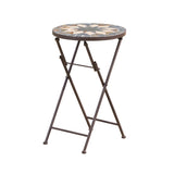 Christopher Knight Home® - Noble House - Silvester Outdoor Beige and Black Stone Side Table with Iron Frame