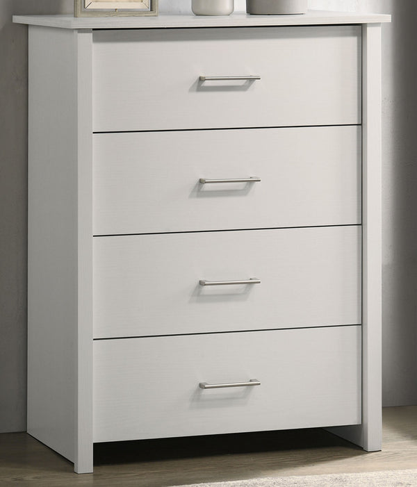 English Elm Seraphiel Four Drawer Storage Chest Oak Finish Matte Black Hardware Bedroom Organizer White B2749P413331