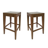 Christopher Knight Home® - Noble House - Farmhouse 26" Wooden Counter Stool, Walnut Finish - Set of 2