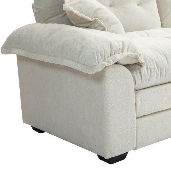 English Elm 84" Chenille Sofa Loveseat with Memory Foam & Pocket Springs, Plush Dual-Layer Comfort, Sturdy Frame Beige W676S00011