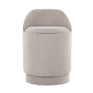 English Elm 18" Tufted Velvet Vanity Stool with 360 Swivel Base and Hidden Storage Compartment Grey B202P471495