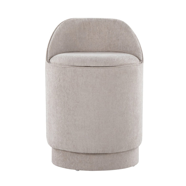 English Elm 18" Tufted Velvet Vanity Stool with 360 Swivel Base and Hidden Storage Compartment Grey B202P471495