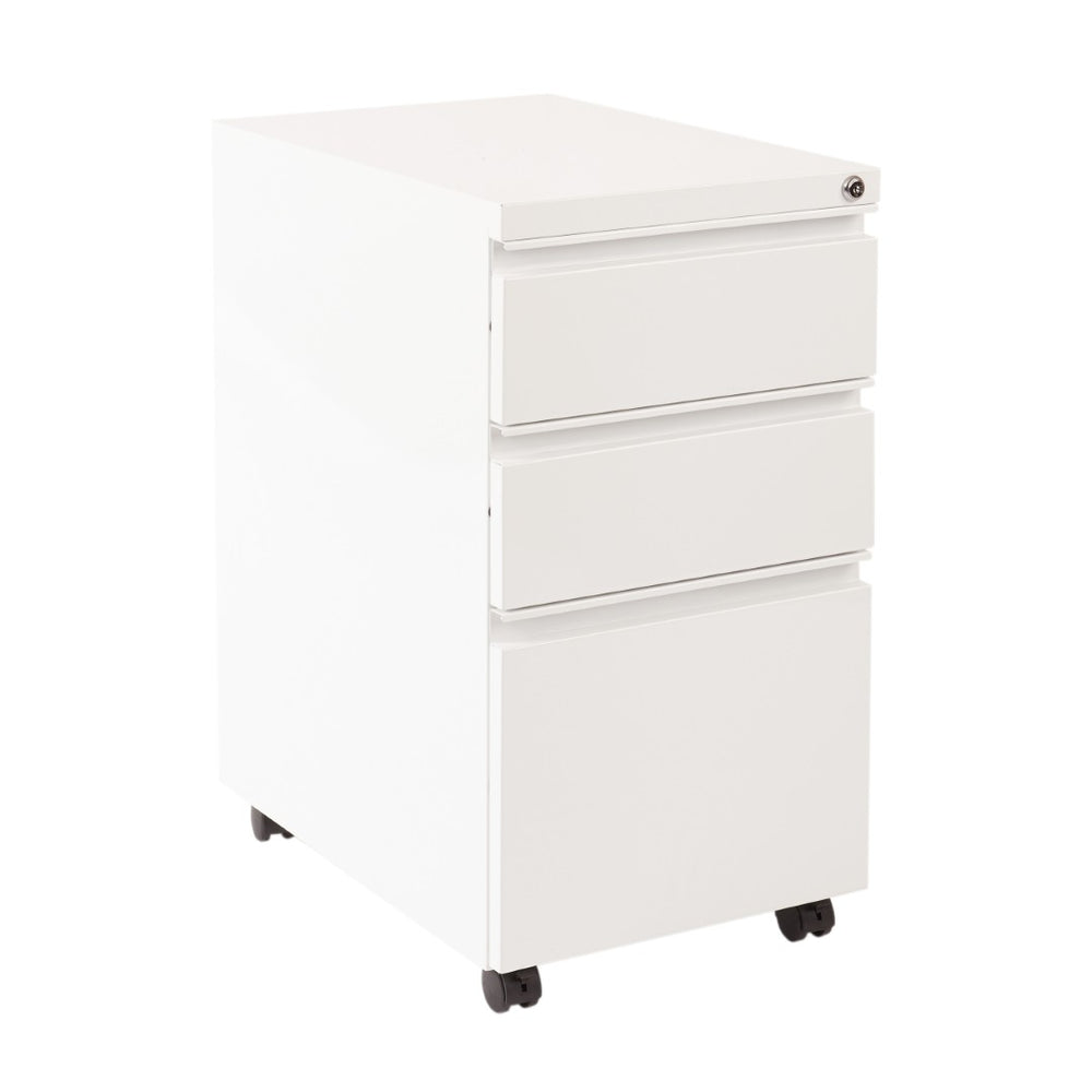 OSP Home Furnishings 22" Mobile Pedestal with Locking Drawers Full Extension Ball Bearing Slides Office Filing PTC22BBF-WH