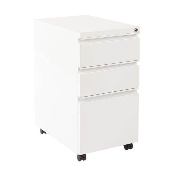 OSP Home Furnishings 22" Mobile Pedestal with Locking Drawers Full Extension Ball Bearing Slides Office Filing PTC22BBF-WH