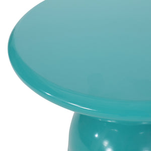 English Elm Serenita Outdoor Powder Coated Iron Pedestal Side Tables Sculptural Flared Set of Two Teal 73614.00T