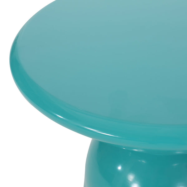 English Elm Serenita Outdoor Powder Coated Iron Pedestal Side Tables Sculptural Flared Set of Two Teal 73614.00T