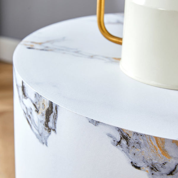 English Elm The Elegant Cylindrical Table – Versatile Coffee, Dining, Or Writing Desk With Stylish Patterned Design W1151P200297-GIGA