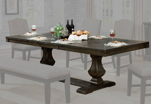 English Elm Contemporary Warm Gray Espresso 9-Piece Solid Wood Dining Set With Dual Pedestal Table & Chairs B2741S00067