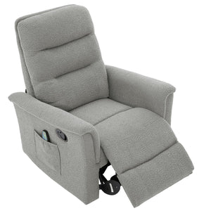 English Elm Manual Recliner Swivel Rocker Boucle Chair with 8-point Massage for Nursery or Living Room Grey N763P363763E