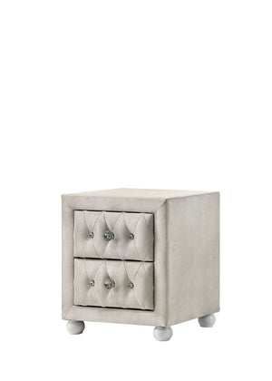 English Elm Reggie Beige Fabric Nightstand with 2 Soft-Touch Drawers, Durable Wood Frame, 80lb Load Capacity B2726P365576