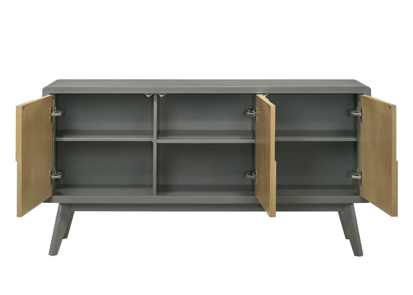English Elm Blayde Two-Tone Light Gray & Natural Server with Ash Veneer, Rubberwood Build and Spacious Storage B2726P246628