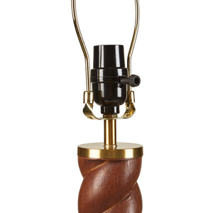 English Elm 1- Piece Faux Wood Resin Table Lamp Fluted Shade Usb-c Port for Bedroom Desk B035P482923