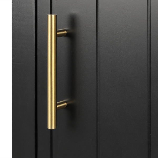 English Elm 20" Modern Bathroom Vanity with Ceramic Sink, Solid Wood MDF Build, Soft-Close Door & Shelf Black N725P220604B