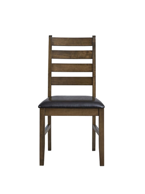 English Elm Damica Contemporary Brown Faux Leather Side Chairs Set of 2 with Walnut Legs, Padded Seats, 220lb Capacity B2726P320798