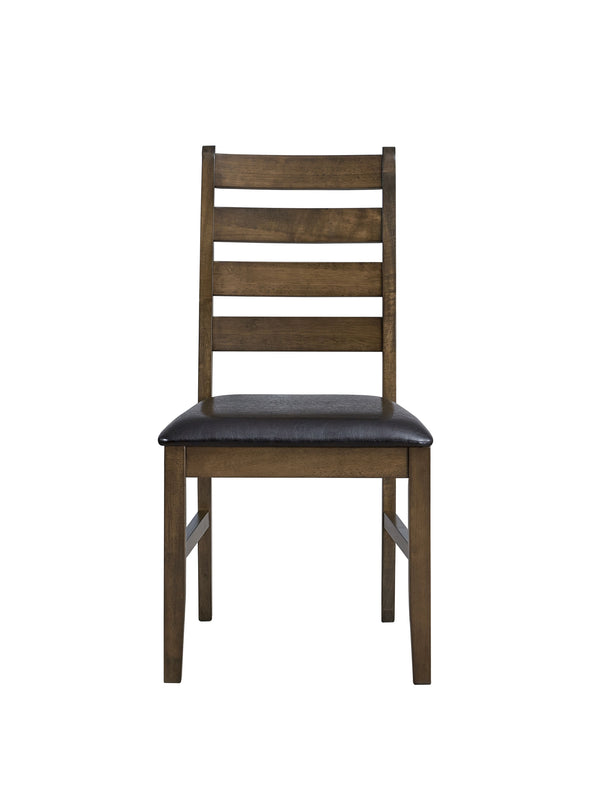 English Elm Damica Contemporary Brown Faux Leather Side Chairs Set of 2 with Walnut Legs, Padded Seats, 220lb Capacity B2726P320798